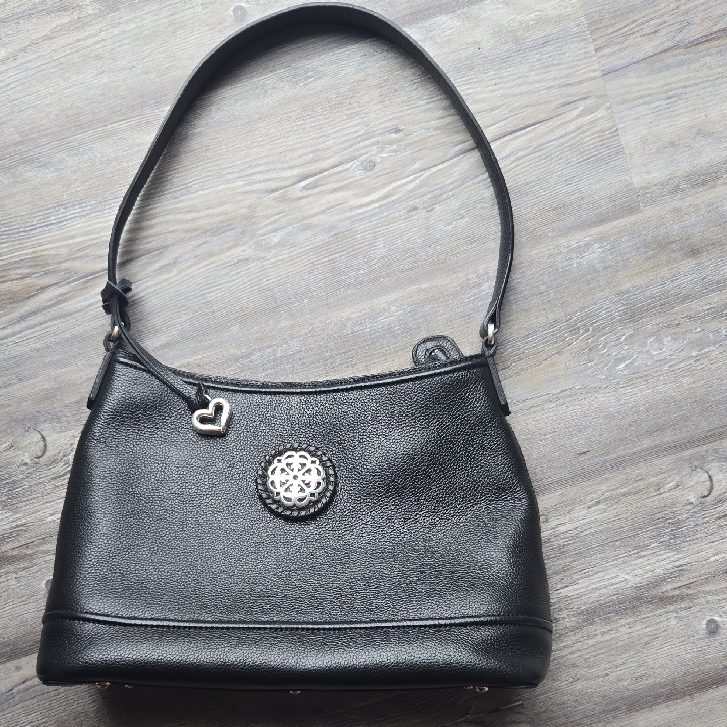 Brighton Black Shoulder Bag With Heart Charm